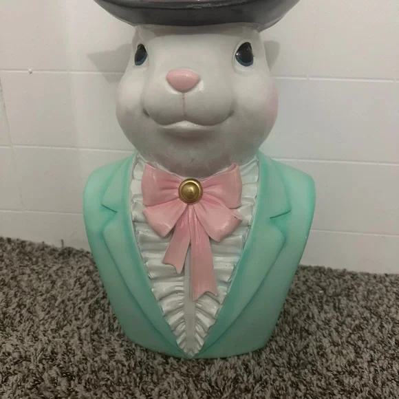 Tophat & Tail XL Rabbit with Bust & Top Hat Figural Easter Spring Home Decor - Picture 4 of 5